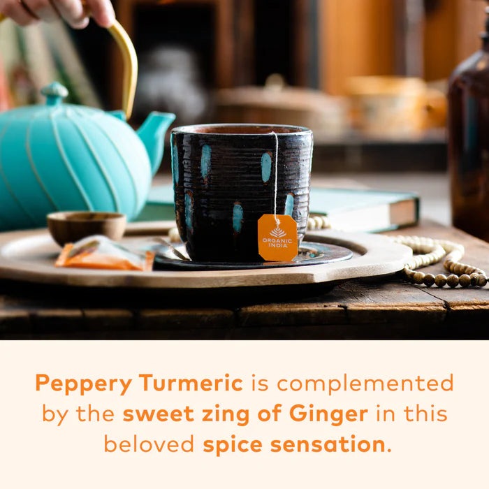 Tulsi Turmeric Ginger Tea 18 Bags – Organic Herbal Tea for Inflammation Relief, Digestive Health, and Immune Support