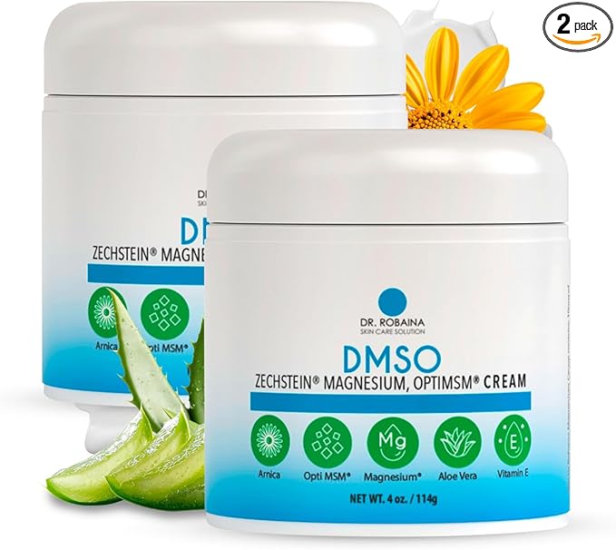Dr. Robaina DMSO Cream – 99.9% Pure Dimethyl Sulfoxide | Formula with Zechstein Magnesium, Arnica, Aloe Vera & Vitamin E