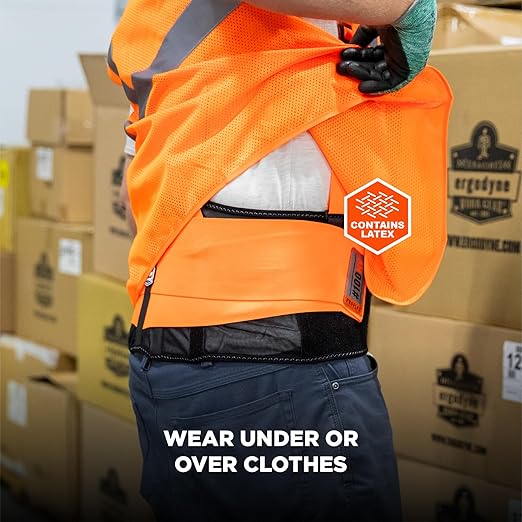 Ergodyne ProFlex 100HV Back Support Brace, High Visibility Support Belt, 8" Spandex Material, Removeable Straps,Orange,Small