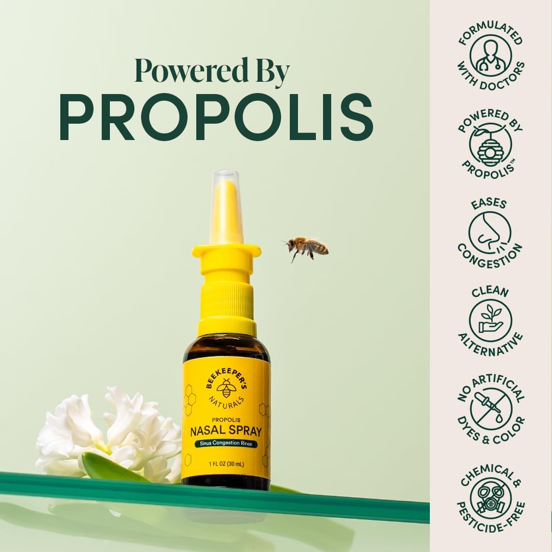 BeeKeeper's Natural Propolis Nasal Spray – 100% Pure Propolis, Natural Nasal Relief 1 fl oz