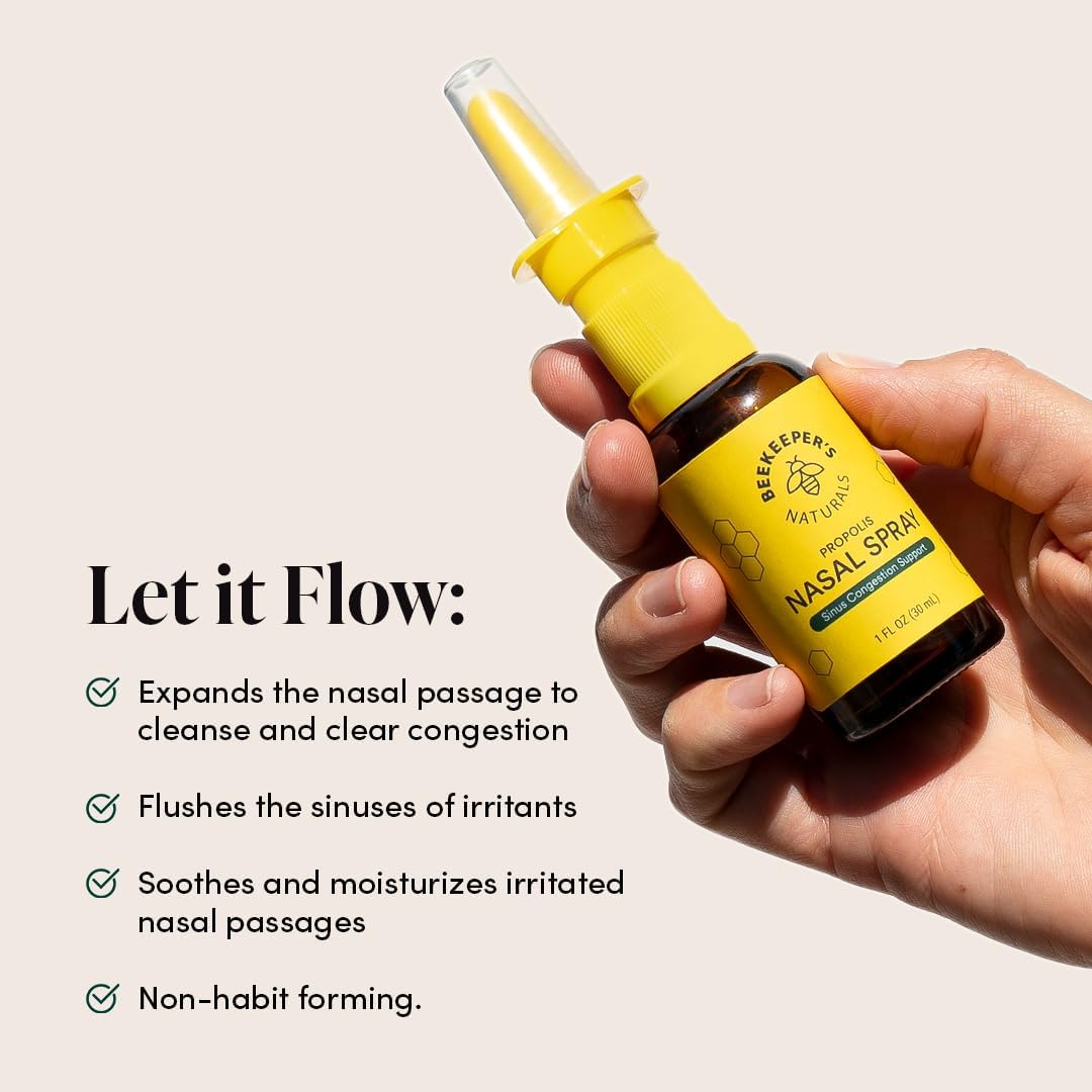 BeeKeeper's Natural Propolis Nasal Spray – 100% Pure Propolis, Natural Nasal Relief 1 fl oz