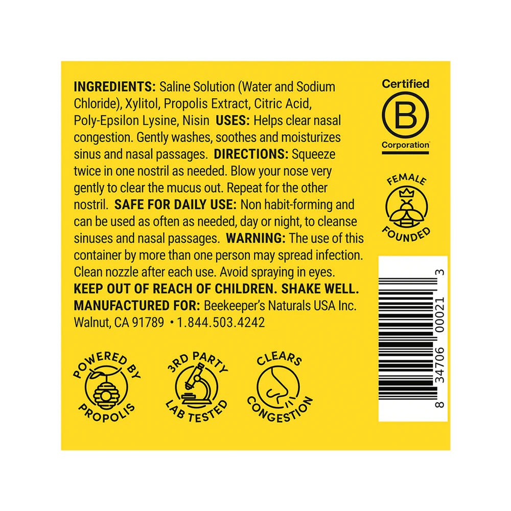 BeeKeeper's Natural Propolis Nasal Spray – 100% Pure Propolis, Natural Nasal Relief 1 fl oz