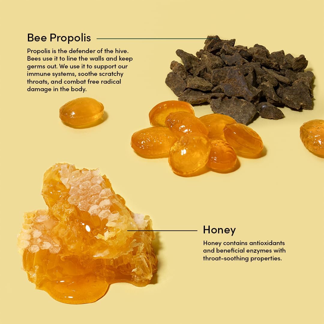 BeeKeeper's Natural Propolis Soothing Lozenges Honey – 14 Drops for Throat Relief with Pure Propolis