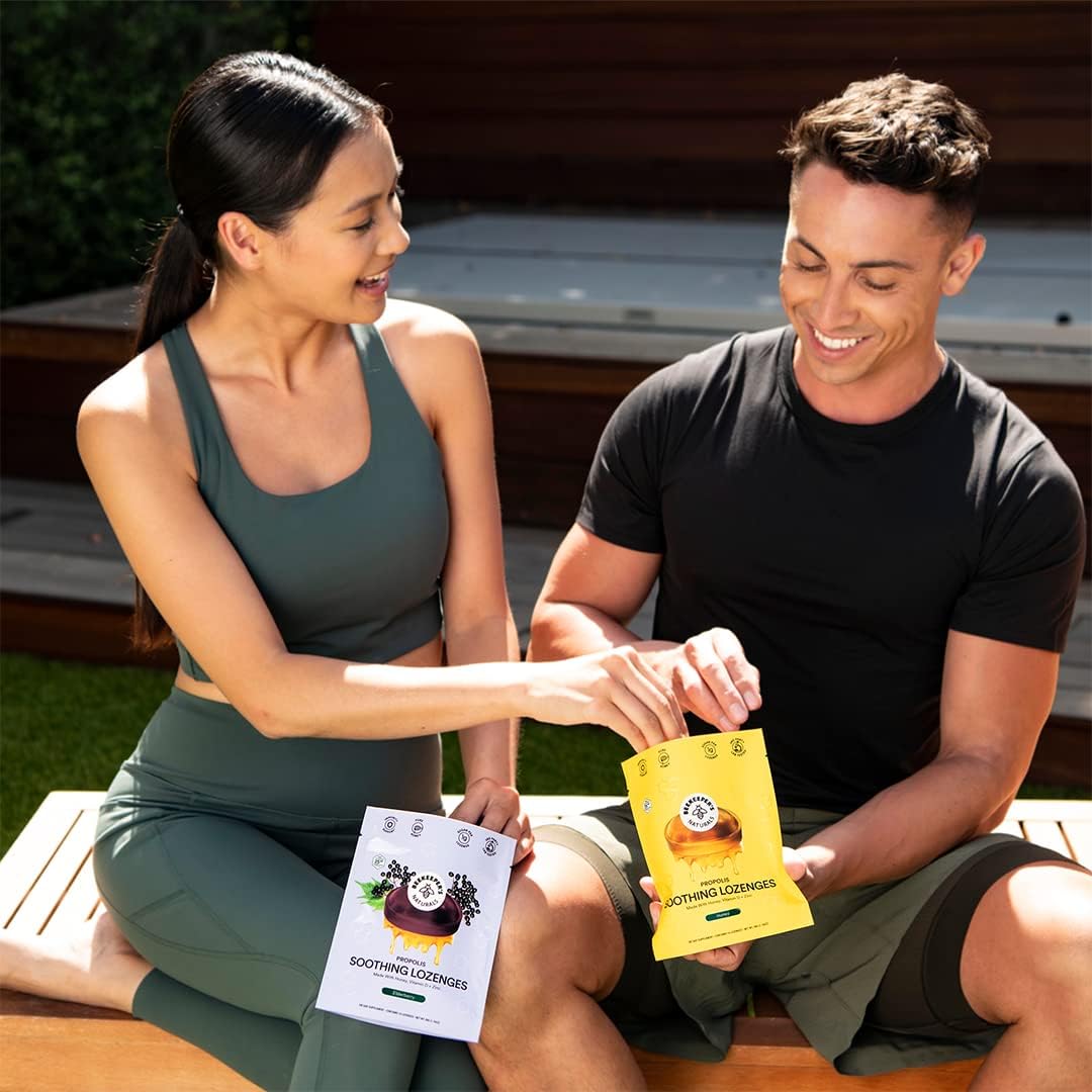 BeeKeeper's Natural Propolis Soothing Lozenges Honey – 14 Drops for Throat Relief with Pure Propolis