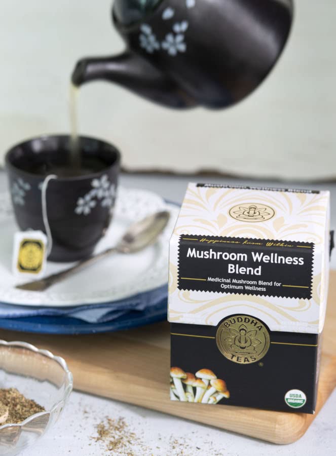 Buddha Teas Mushroom Wellness Blend – Organic Immunity & Vitality Tea 18 Bags