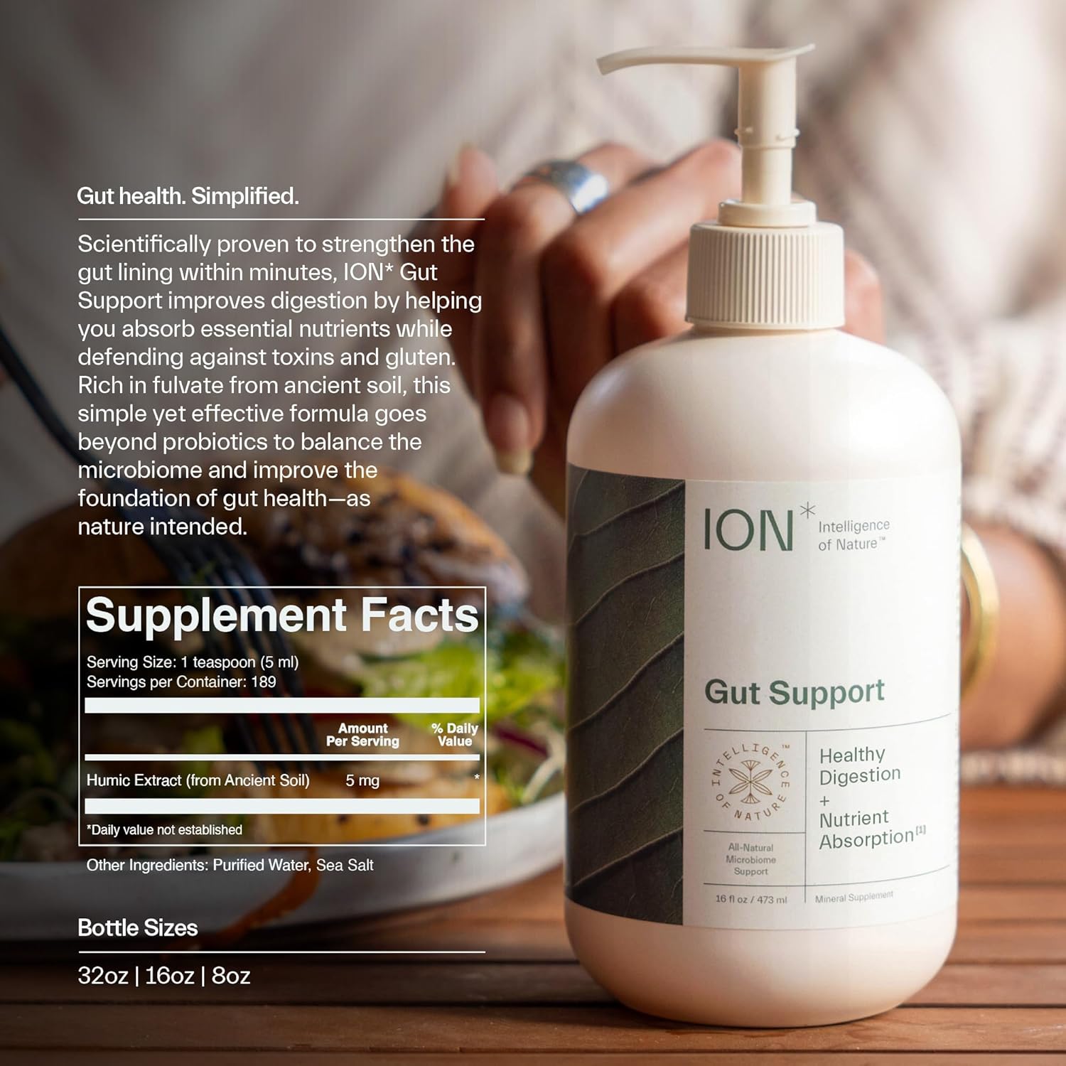 ION* Intelligence of Nature Gut Support 8 fl oz – Promotes Digestive Health, Strengthens Gut Barrier & Boosts Immune Function