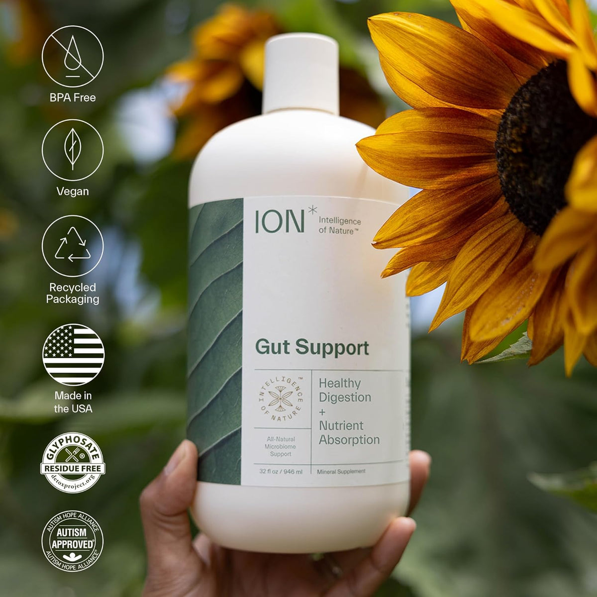 ION* Intelligence of Nature Gut Support 8 fl oz – Promotes Digestive Health, Strengthens Gut Barrier & Boosts Immune Function