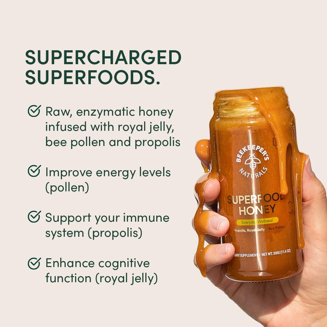 Beekeeper's Natural Superfood Honey – 100% Raw Honey with Nutrient-Rich Ingredients, 125g & 330g