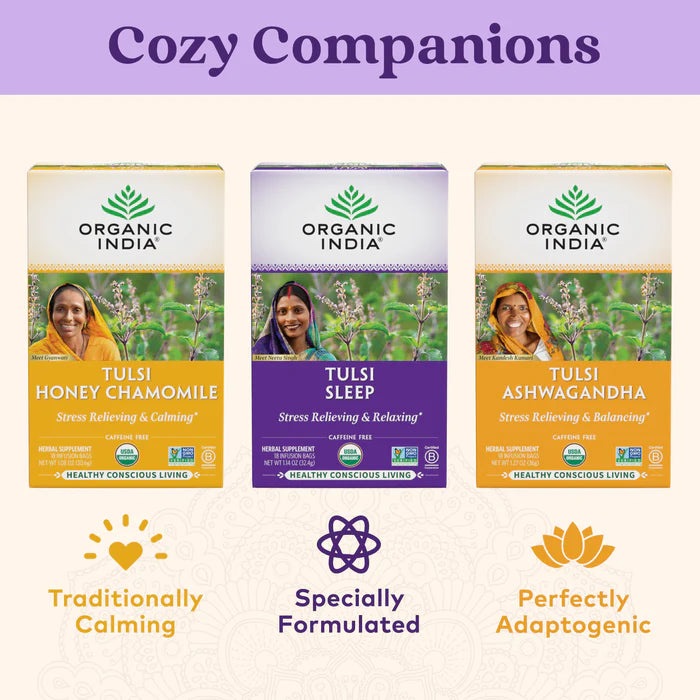 Tulsi Sleep Tea 18 Bags – Organic Herbal Tea for Relaxation, Stress Relief, and Improved Sleep Quality