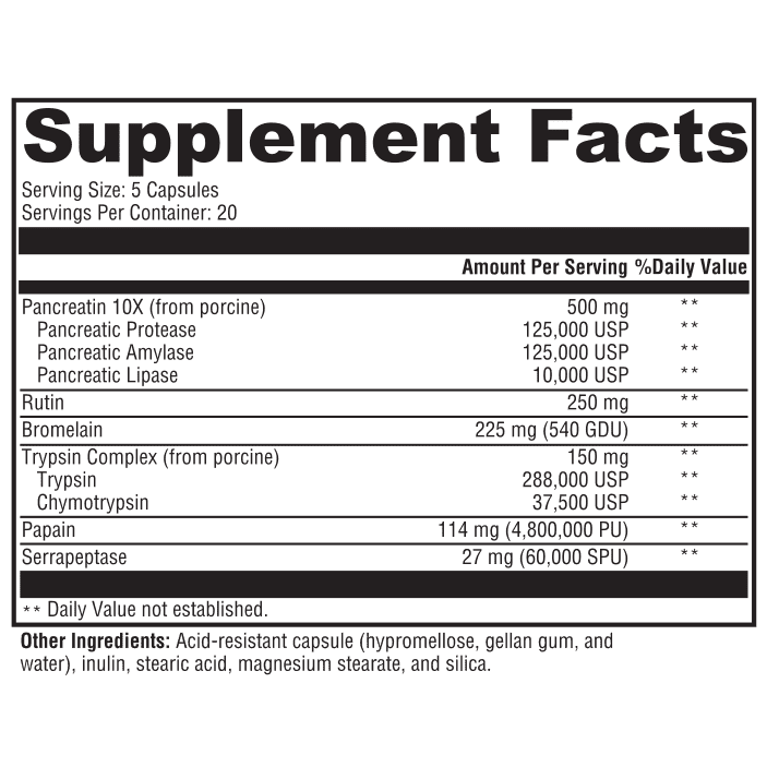 Ultraplex Soft Tissue Enzyme 100 Acid-Resistant Vegetarian Capsules EHLM