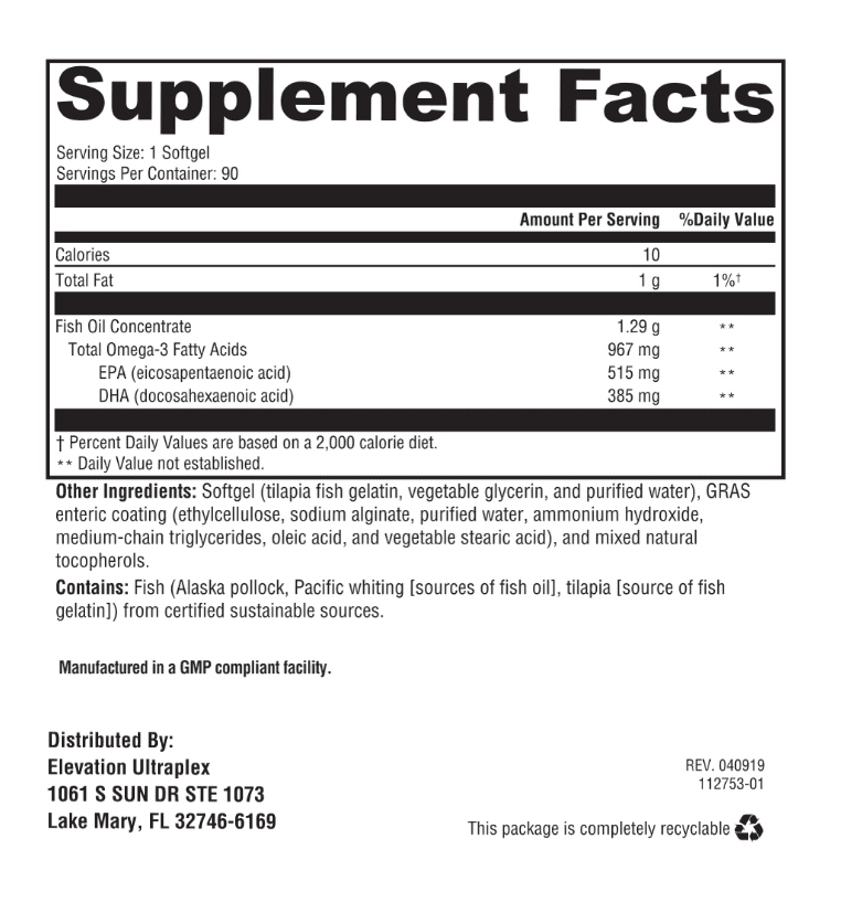 UltraPlex EPA 515 – 90 Fish Gelatin Softgels for Heart and Joint Health Support