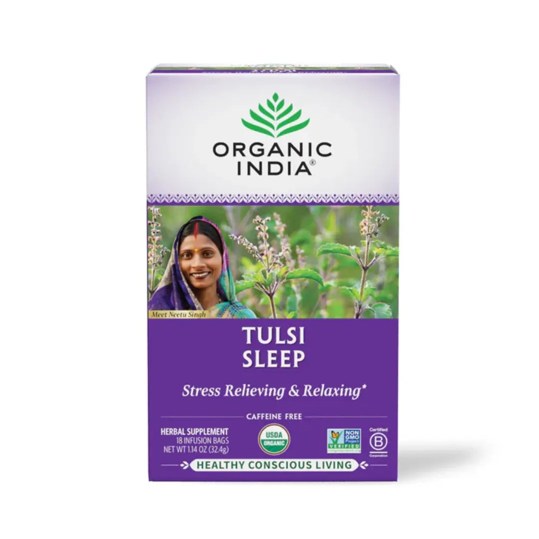 Tulsi Sleep Tea 18 Bags – Organic Herbal Tea for Relaxation, Stress Relief, and Improved Sleep Quality