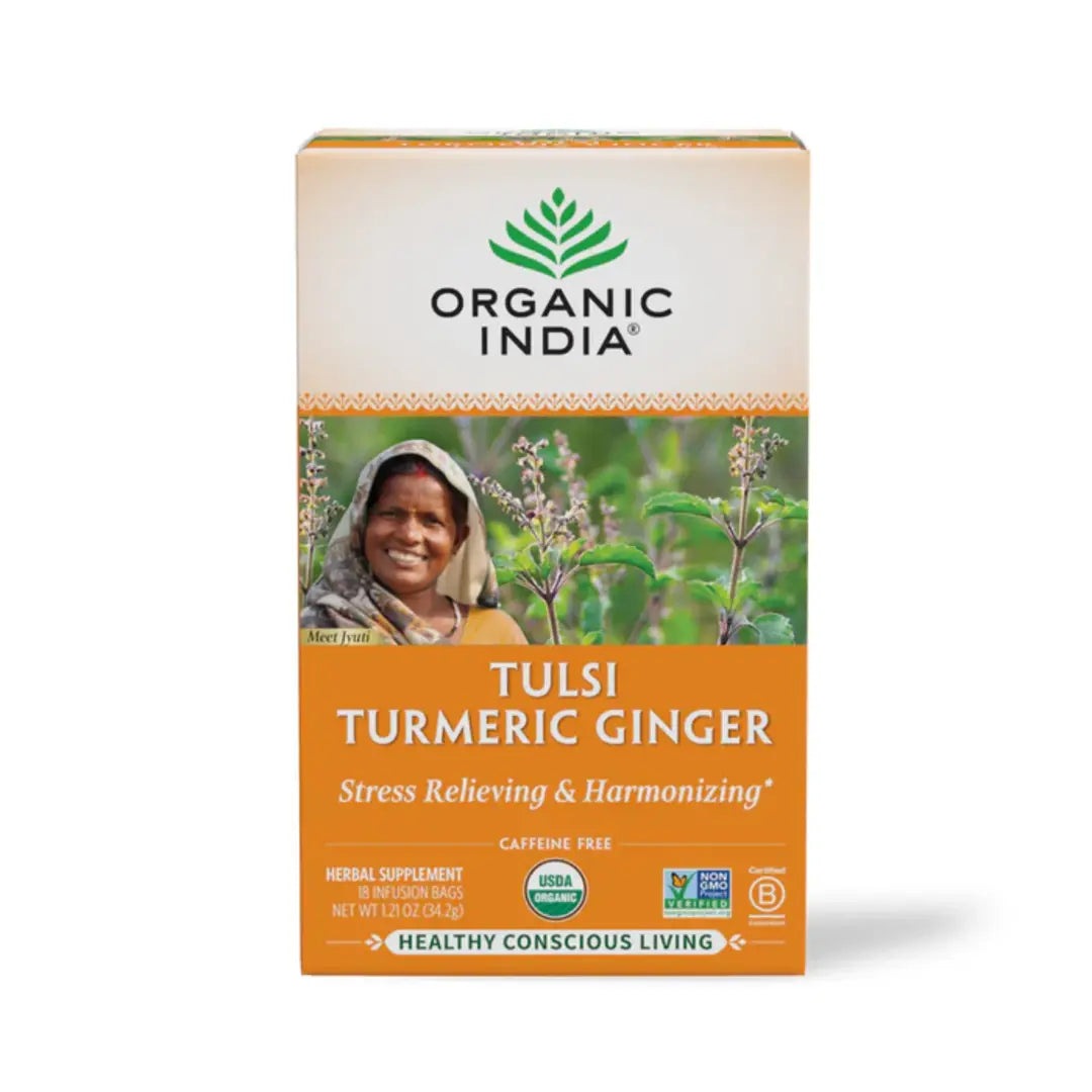 Tulsi Turmeric Ginger Tea 18 Bags – Organic Herbal Tea for Inflammation Relief, Digestive Health, and Immune Support