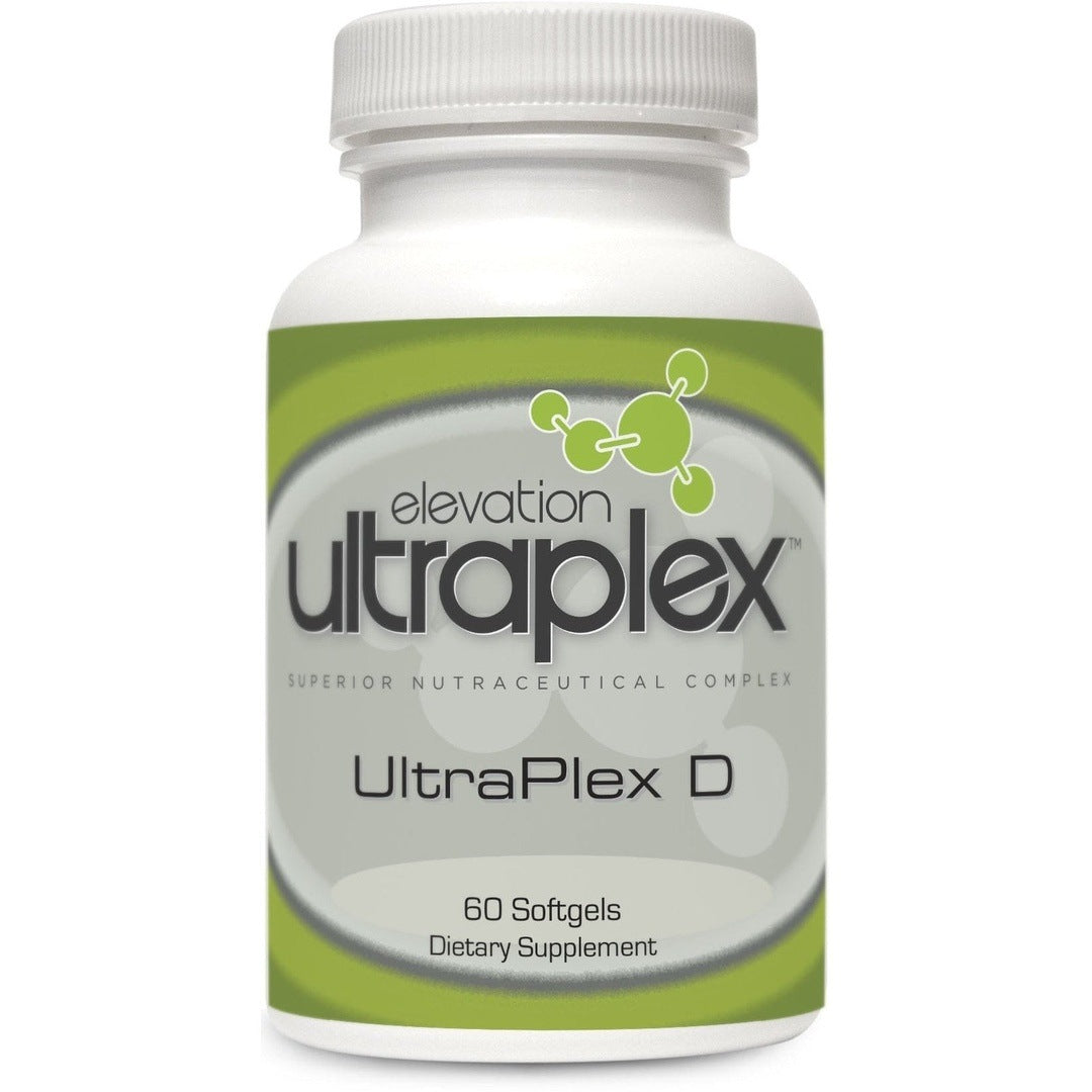 UltraPlex D high-potency vitamin D3 bottle displayed with clear front packaging.