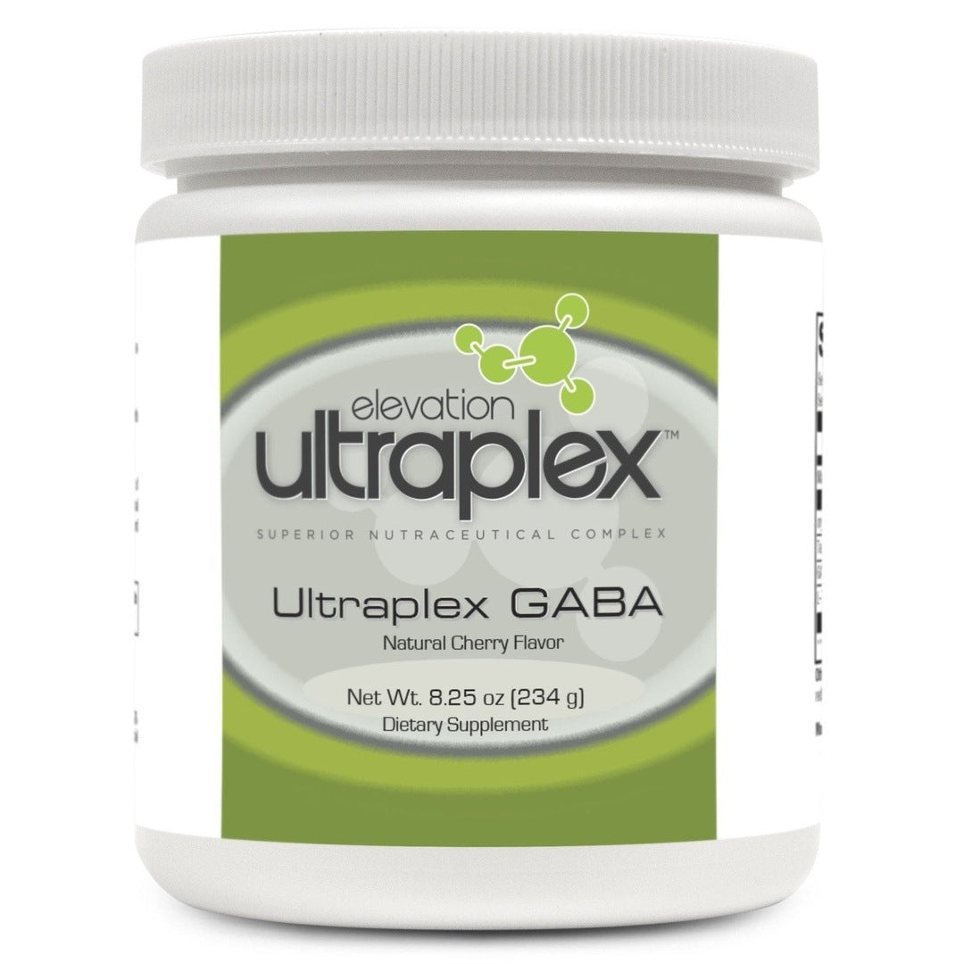 UltraPlex GABA (Natural Cherry Flavor) 234g bottle with a calming formula for stress relief and relaxation.