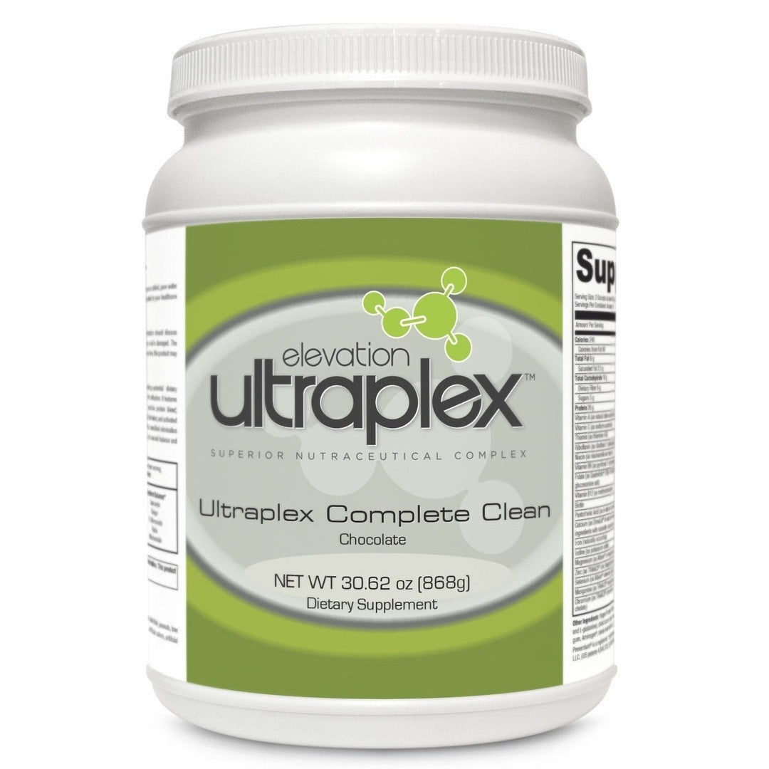 UltraPlex Complete Clean (798g) chocolate-flavored detox and digestive health supplement.
